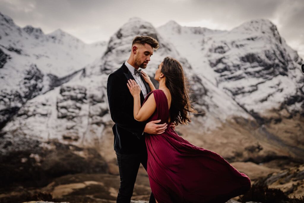 Couple eloping in the scottish highlands
