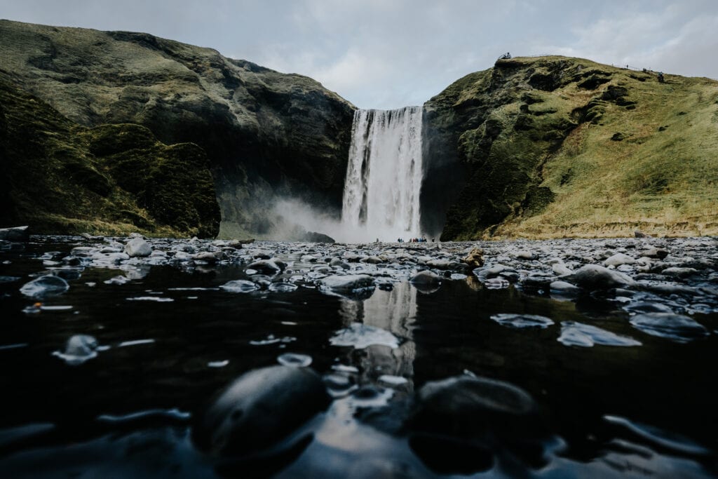 Foot of the waterfall skogafoss, location for elopements